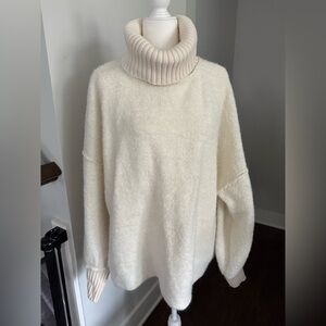 Free People Cream Cowl Neck Sweater